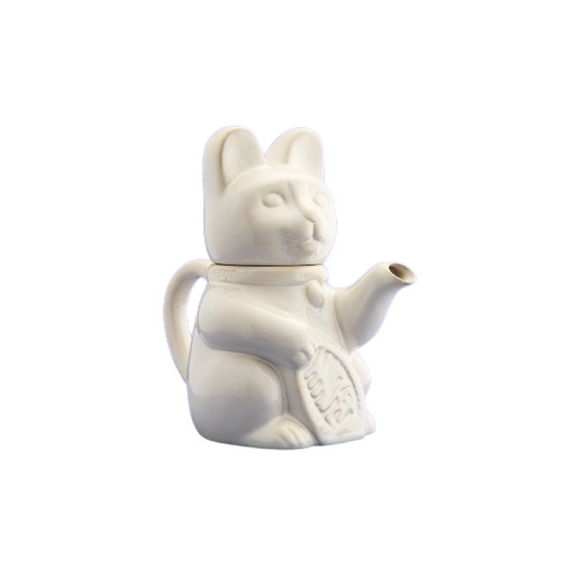 TEA POT CHINA CAT STONWARE WHITE